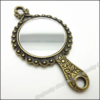 

5pcs Vintage Charms Mirror Pendant Antique bronze Fit Bracelets Necklace DIY Metal Jewelry Making