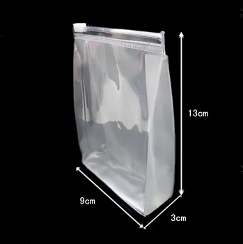 

9*13cm Clear PVC Bags Transparent Plastic Travel Cosmetic Bag Toiletry Zip Pouch 100pcs/lot Free shipping