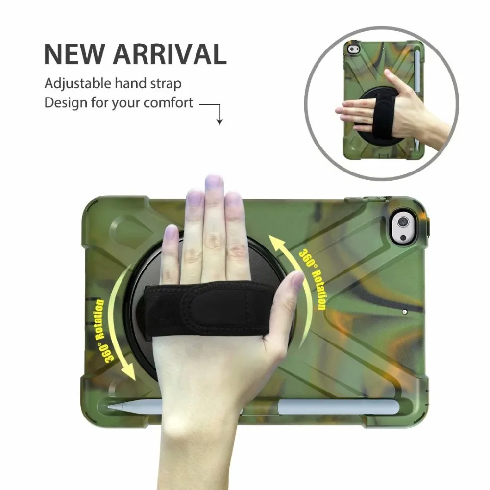 Heavy Duty Case for iPad mini 4 Case Silicon Cover 360 Rotating Shockproof Hand Strap for iPad mini 4 Pencil Holder Kids Cover (1)