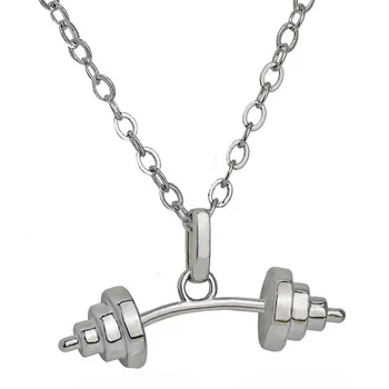 

Dumbbell Pendant Tiny Necklaces for Women Fitness Jewelry Copper Made Female Cloth Accessories 10 pcs Wholesale New Arrival