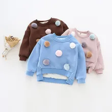 2016Baby Girls clothing winter outerwear fleece Coat Thickening ball pullover Sweater Hooded Winter Sportswear Kids Hoody Jacket
