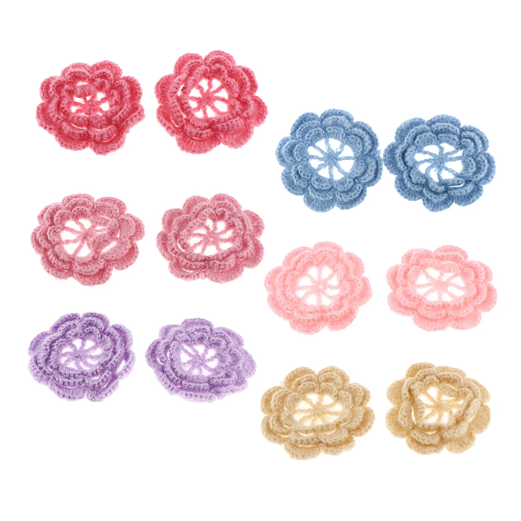 2Pcs Handmade Large Crochet Flowers Crafts Embellishment Applique DIY | Дом и сад