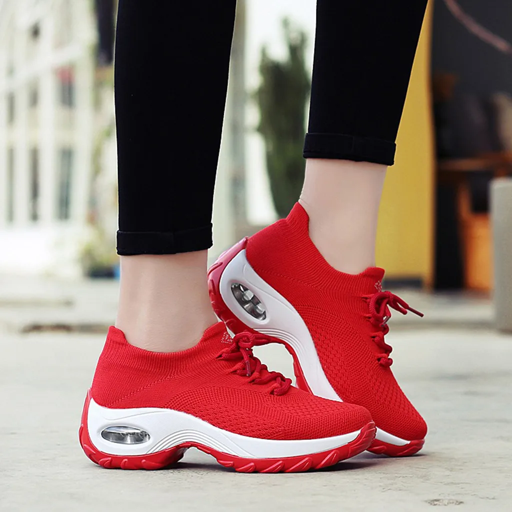 

Women‘s Breathable Vulcanized Shoes Casual Solid Sport Running Light Platform Lace Up Shoes Sneakers Tenis Feminino