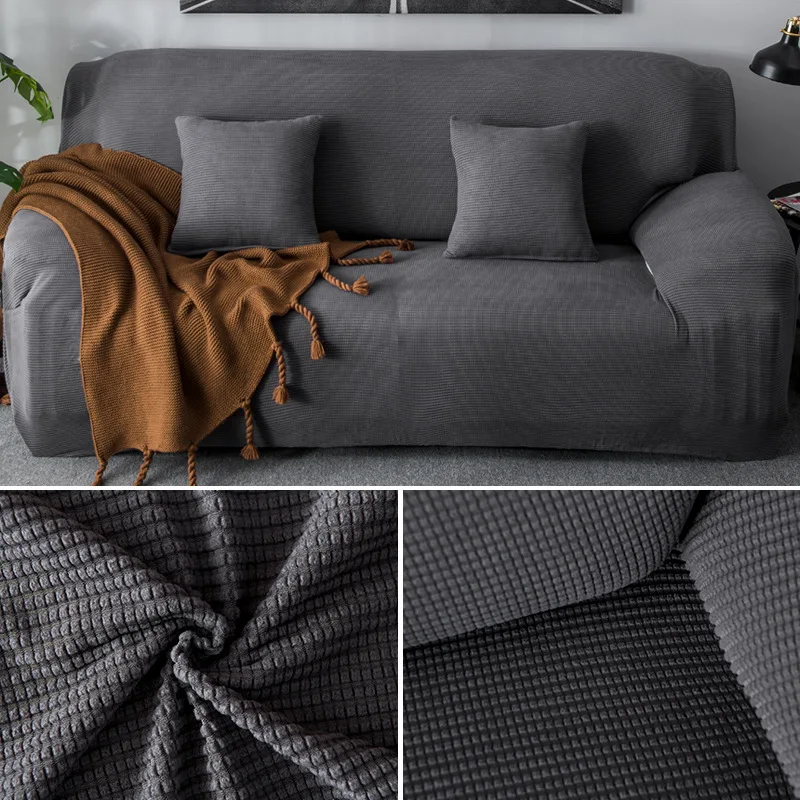 

Solid color thickened style rocking velvet knitted elastic sofa cover full package full cover non-skid combination sofa cover