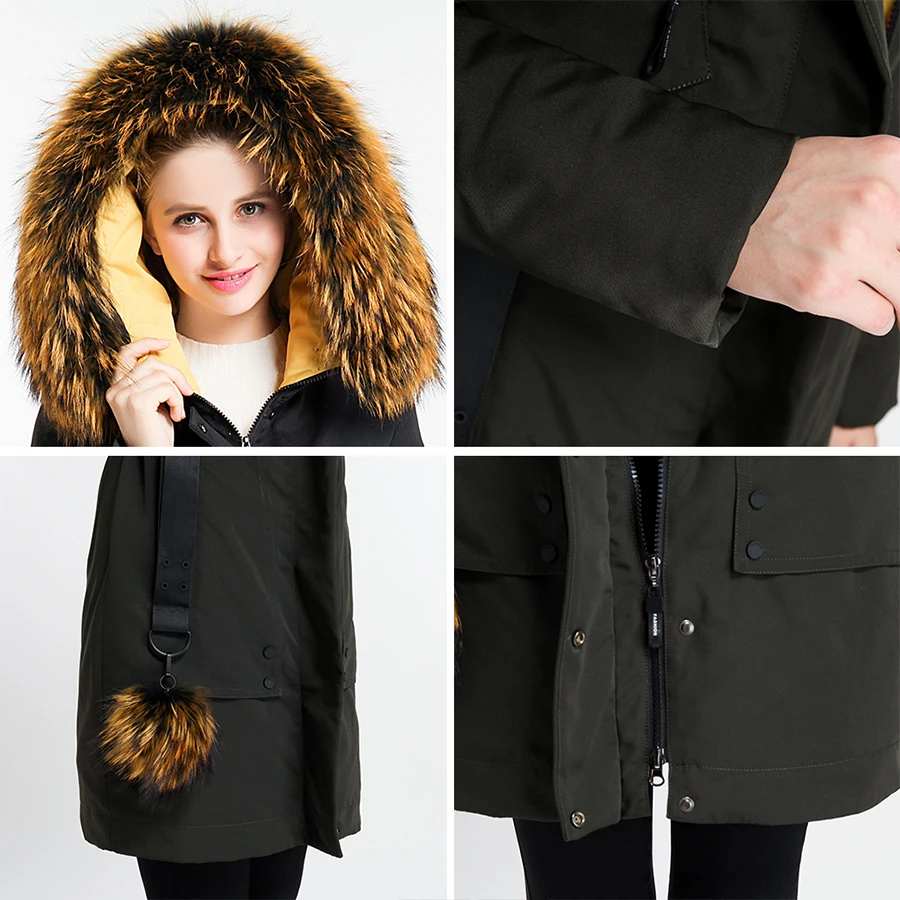Женское дизайнерское длинное пальто EURASIA, новая брендовая зимняя парка с воротником из натурального меха, длинная верхняя одежда с капюшоном, Y170022, зима