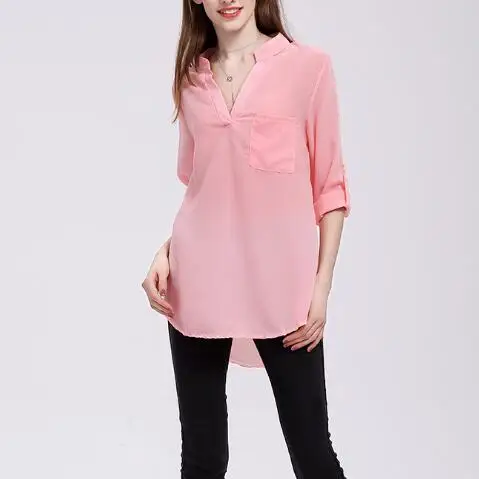 robe femme Womens Casual O-Neck Sleeve Solid Linen Loose Pullover Top Blouse chiffon blouse Women's Clothing
