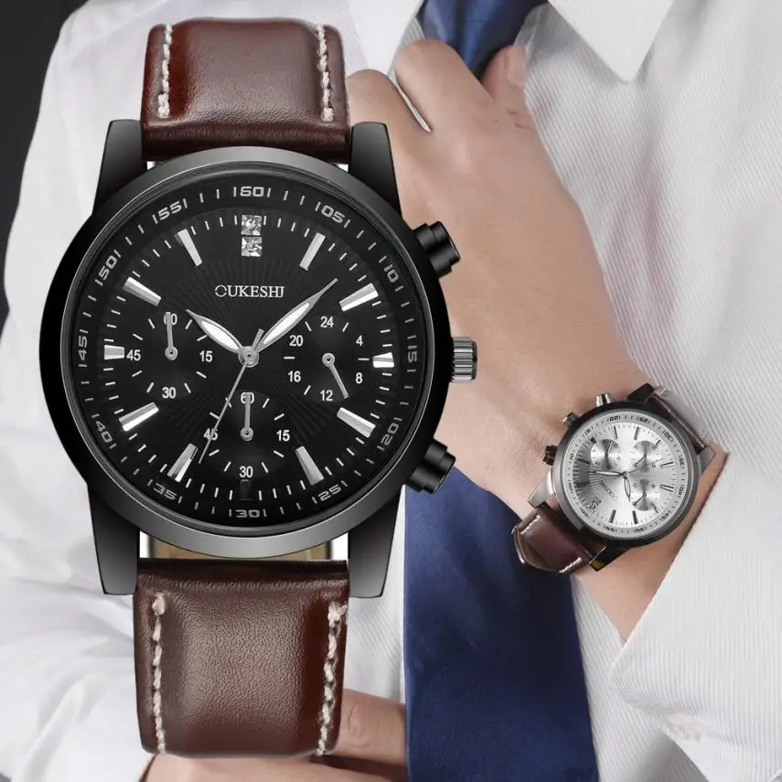 

Retro Design Leather Band Analog Alloy Quartz Wrist Watch men's watches of the famous luxury brand wristwatch mens automatic