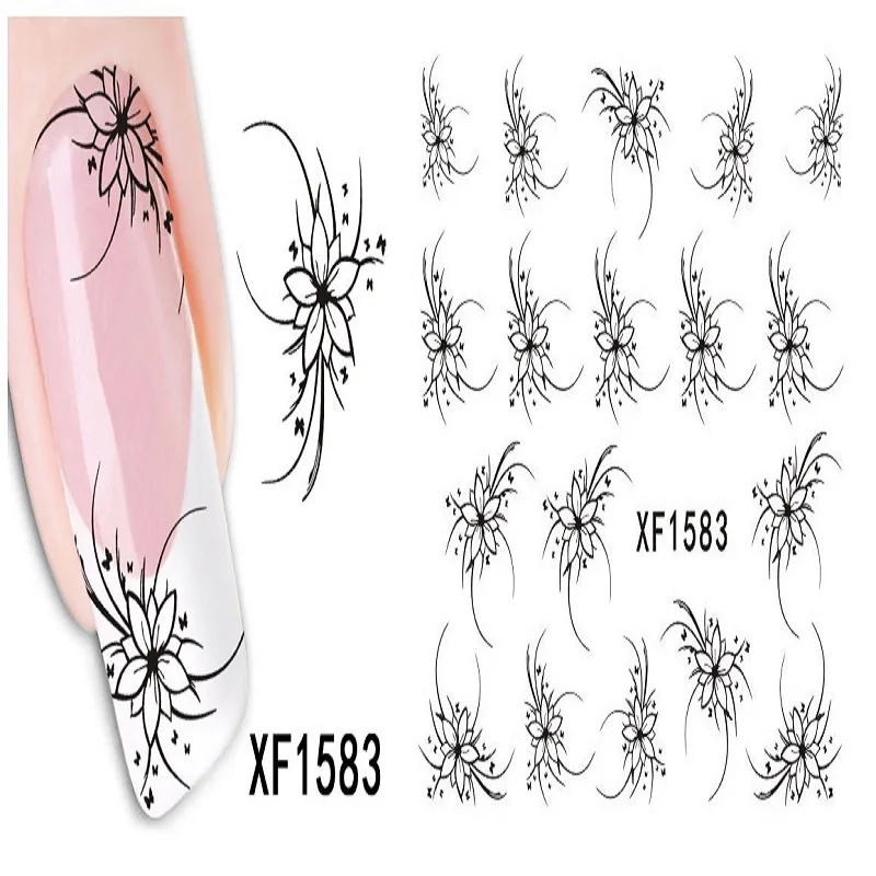 

2017 New Arrival Manicure Nails 2 Sheet Upscale New Watermark Nail Stickers Floral Xf1583