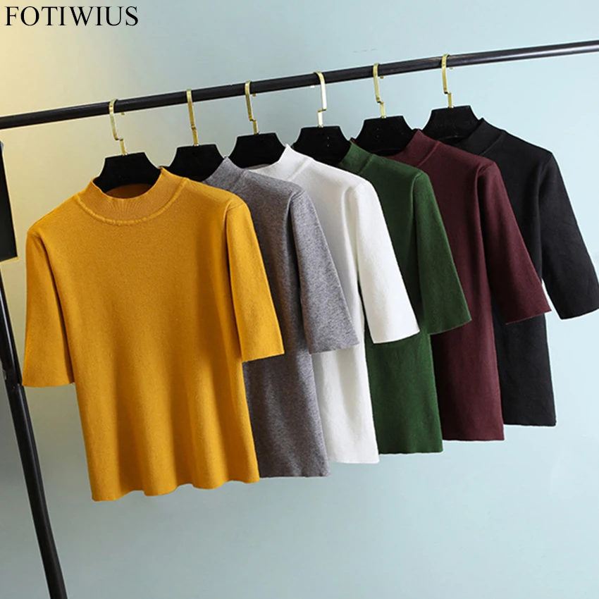 

Summer Knitted Top Tees Spring 2018 New Fashion Women Half Sleeve Fitness Slim Pullover For Ladies Knitwear Pull Femme Jumper