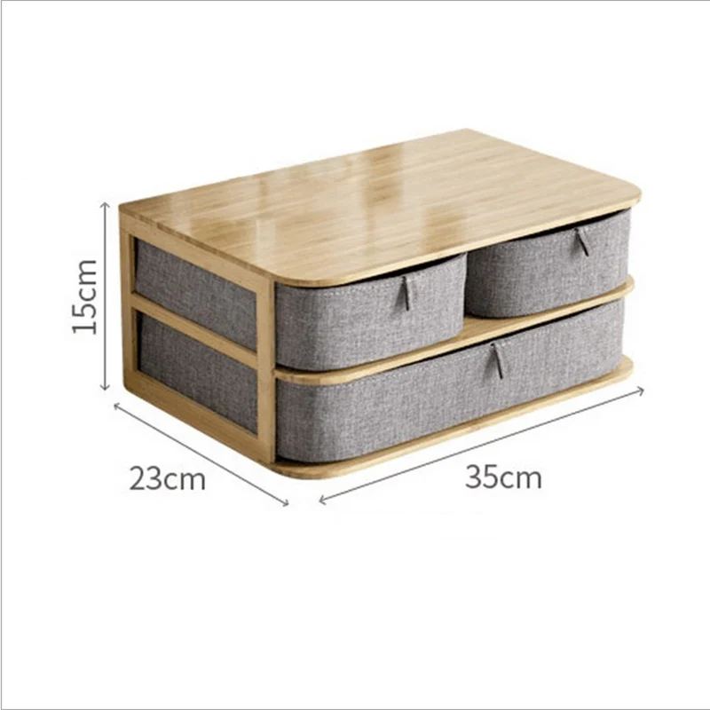 Bamboo Wood Gray Storage Drawer Desktop Nordic Sundries Superimposable Cloth Storage Box Makeup Container Home Organizer Decor