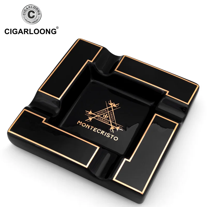 CIGARLOONG Cigar Ashtray Large Ceramic Ashtray Living Room Creative Personality 4 Slot Ashtray Holder CLG-0394