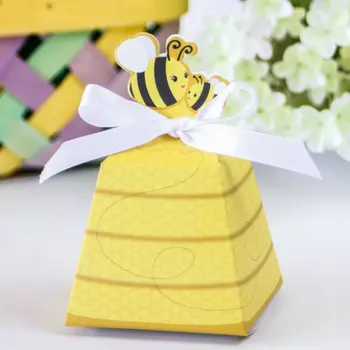 

Newest baby box of "Sweet as Can Bee" Bee Favor Box for baby birthday and baby shower candy bags and wedding souvenirs 50PCS/LOT