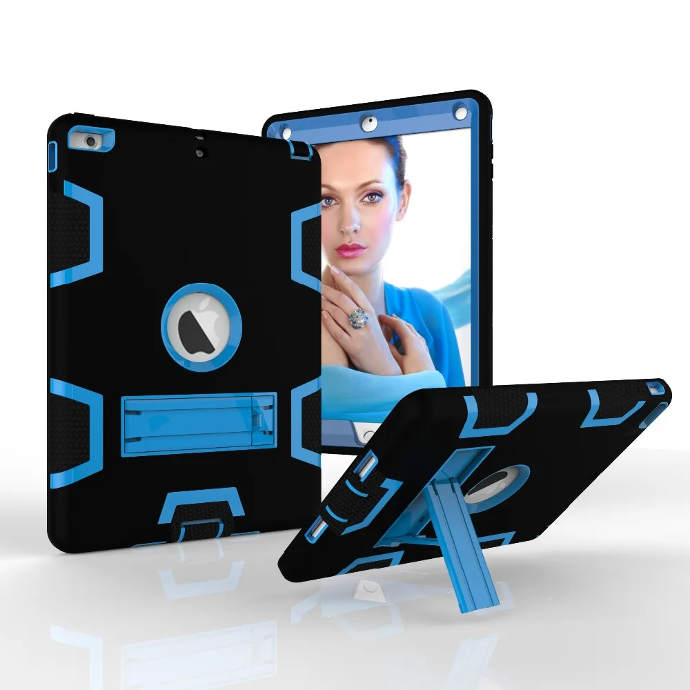 baratas Caso para o ipad air 1 YRSKV Sílica gel + PC de Alta Qualidade armadura Safe Kids Armadura No Suporte À Prova de Choque Suave Silicone Rígido cobrir