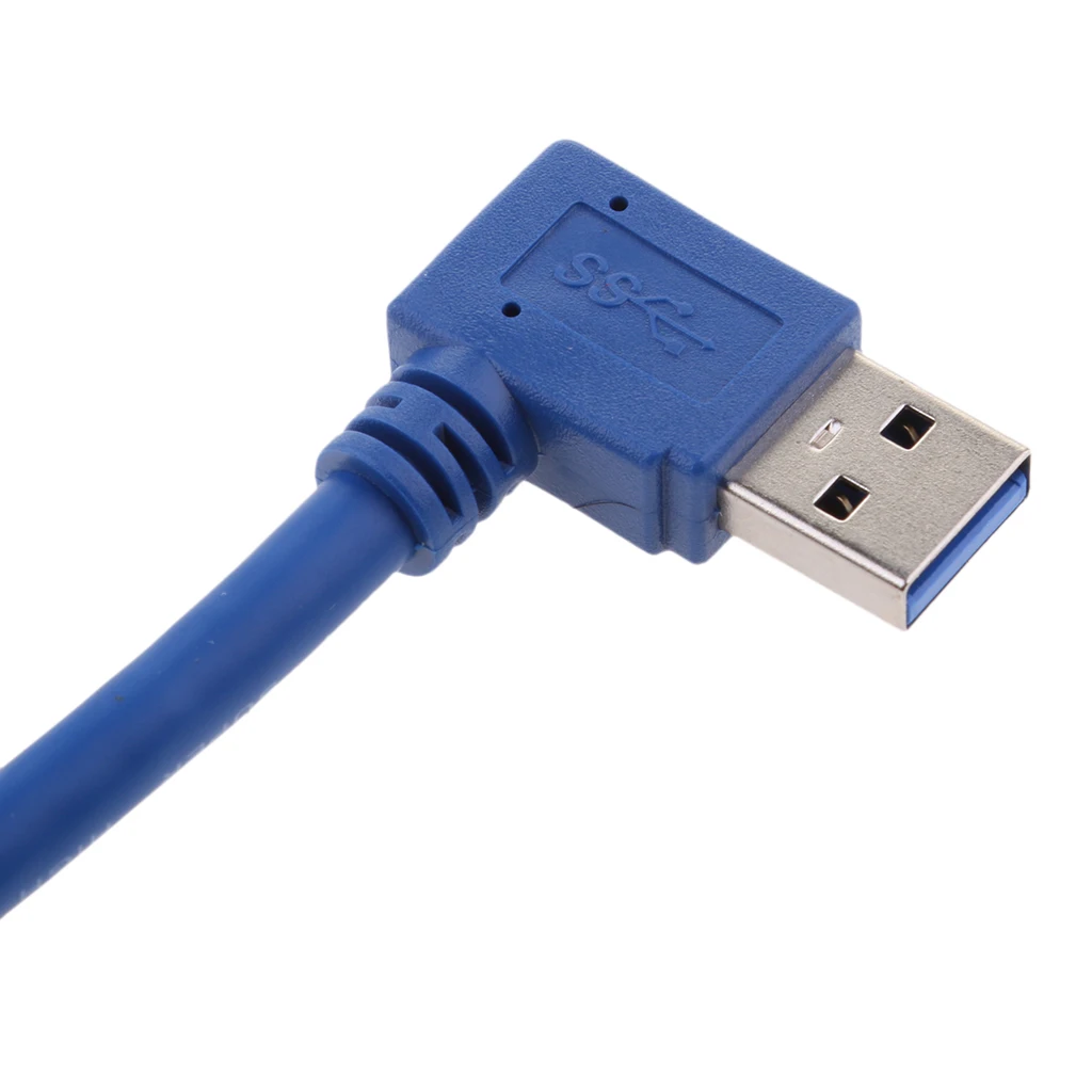 Short SuperSpeed USB 3.0 Male to Female Extension Cable Right Angle Connector (1Feet 30cm, Blue) A#