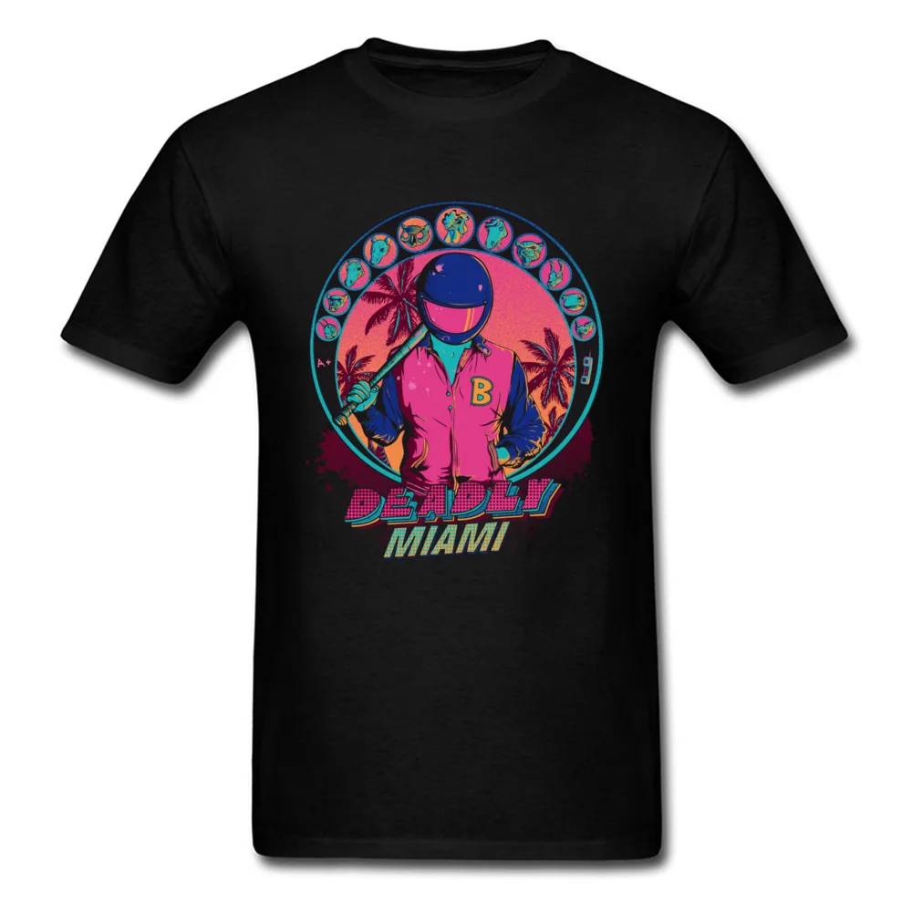 Deadly Miami Leisure T-shirts for Men 100% Cotton Fabric VALENTINE DAY Tops Tees Tee Shirts Short Sleeve Latest Crew Neck Deadly Miami black