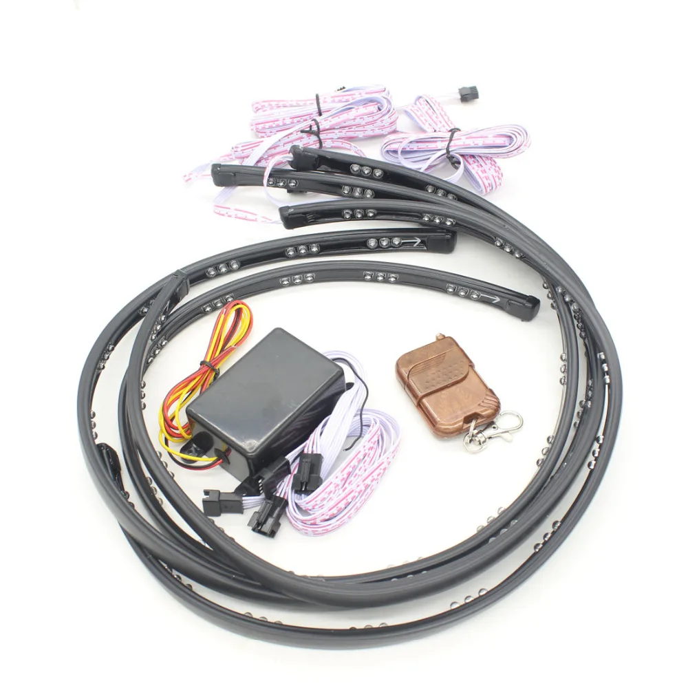 

Dongzhen 7 Color LED Car Auto RGB Strip Flash Light Under Car Glow Underbody System Neon Light Kit Remote 36x2 24x2