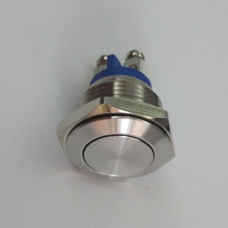 16mm flat head metal waterproof stainless steel push button Boat switch with Screw terminalin