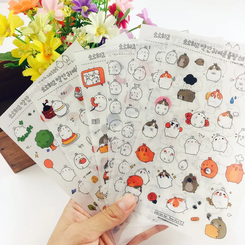 Big Discount 6 sheets Creative Cartoon rabbit Paper daily Stickers DIY
