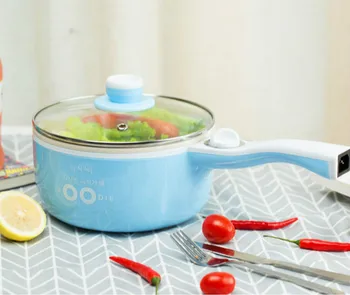 

220V 700w 1.5L Blue/Khaki Multi-function ceramics electric pot Two-gears non-stick pan Electric cooker