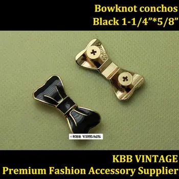 

(KBM14) 10pc 1-1/4'' Western Bow-knot Concho Fancy Bow-tie Concho Craft Hardware Black