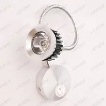 3 Вт светодиодный настенный светильник изображение светильник для чтения Точечный светильник Кнопка ВКЛ/ВЫКЛ гибкая труба спальня Серебряная ракушка освещение отель