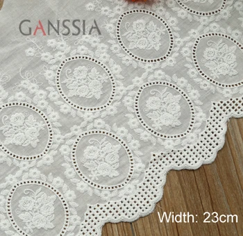 

1 Yard/lot Width:23cm Elegant rose design cotton fabric lace sew Embroidered cloth lace garment Trim lace Scrapbooking(ss-4819)