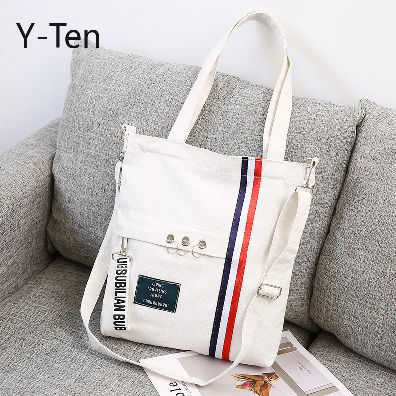 

Student shopping bag 6 colors canvas bag female shoulder soft face handbag literary simple girl bag 3 shoulder strap
