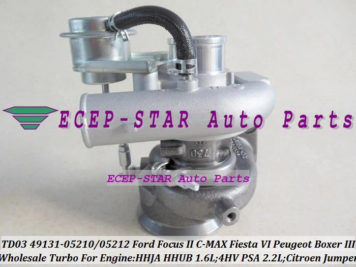 TD03 49131-05210 49131-05212 0375K7 6U3Q6K682AE Turbo Turbocharger For Ford Focus II C-MAX Fiesta VI 1.6L Citroen Jumper Peugeot Boxer III 4HV PSA 2.2L HDI   (3)