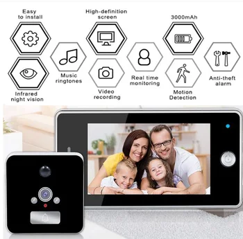 

4.3 inch 145 Degree LCD Digital Peephole Door Viewer Door Eye Camera Video Digital Security Monitoring for Door Peephole