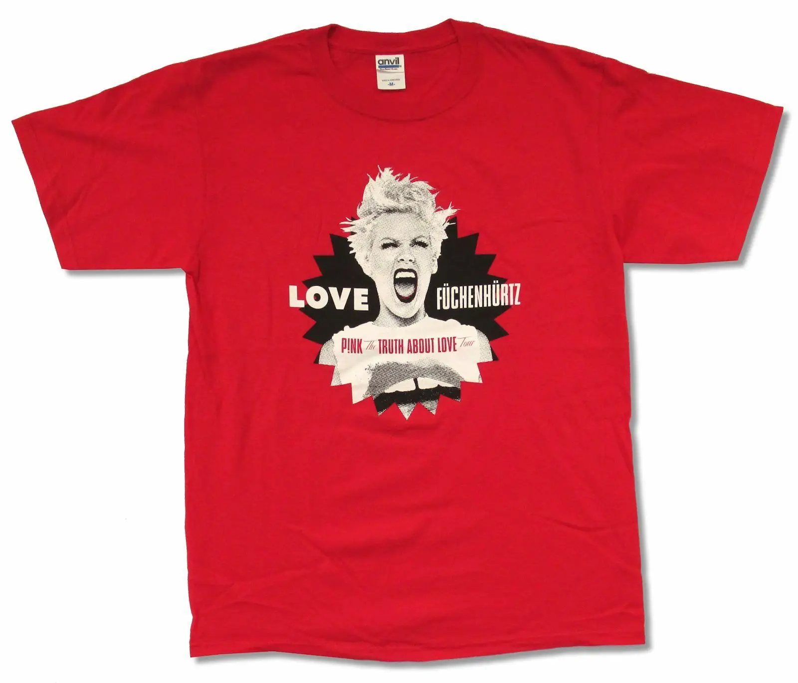 

PINK P!NK LOVE HURTS FUCHENHURTZ TRUTH ABOUT LOVE RED T SHIRT NEW OFFICIAL