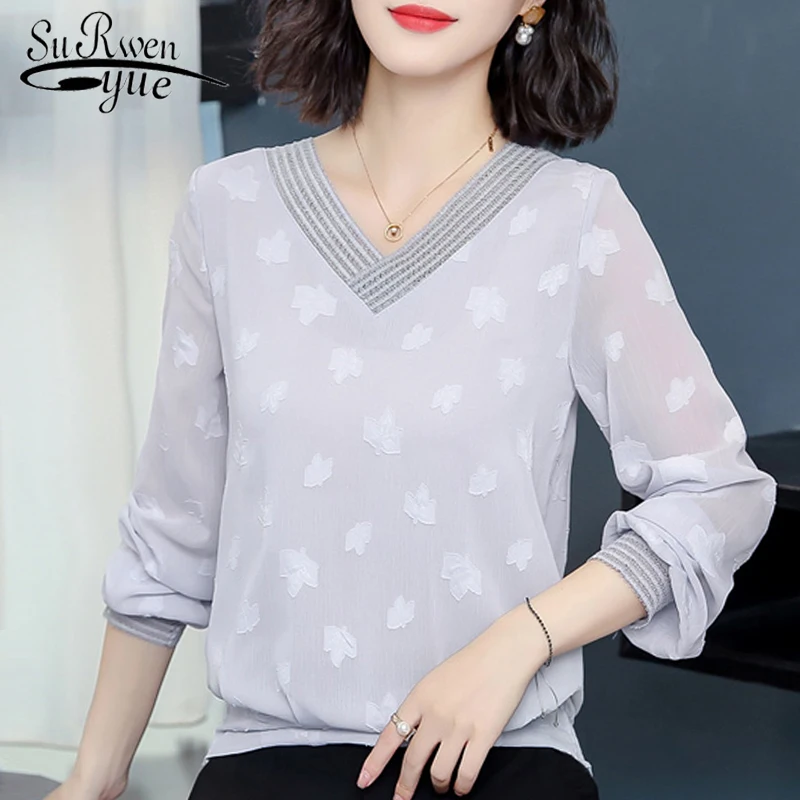 

Plus size 4XL chiffon blouse shirt womens tops and blouses clothes blusas mujer de moda 2019 long sleeve women shirts 1339 45