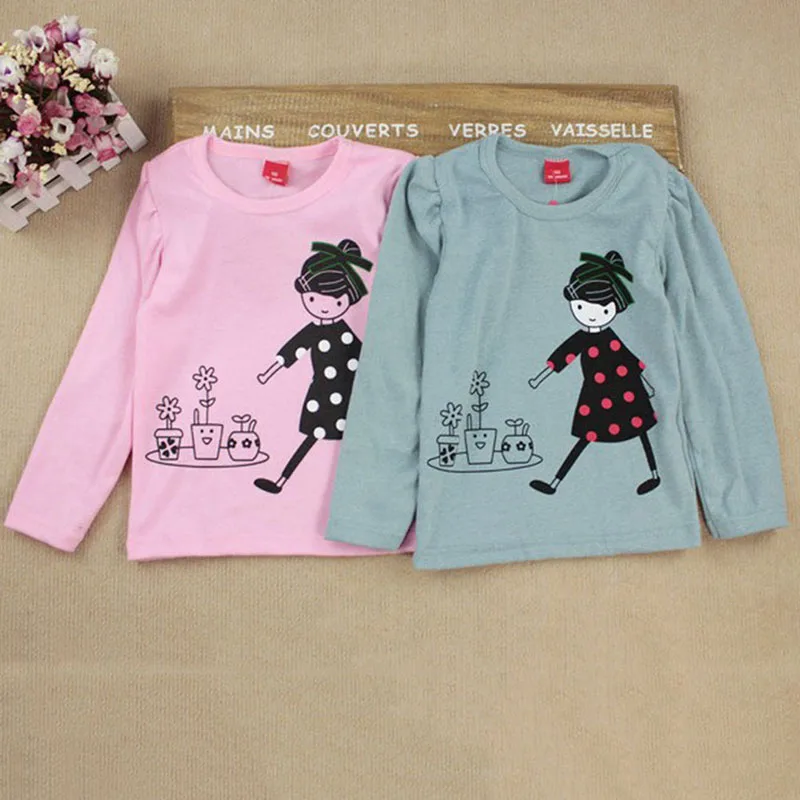 

Kids Toddler Clothes Baby Girls Cartoon Girl Print Long Sleeve T shirts Casual Tops Tees Children's Clothing