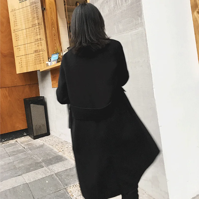Double Un Over Qui Nouveau Main Peu Cachemire Lâche 2018 Manteau Hiver the genou Tissu Élèvent ta8UBacq