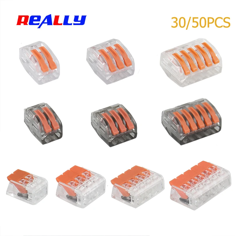 

30-50Pcs/Lot WAGO type 221 222-412 413 415 Mini Fast Wire Connectors,Universal Wiring Cable Connector,Push-In Terminal Block