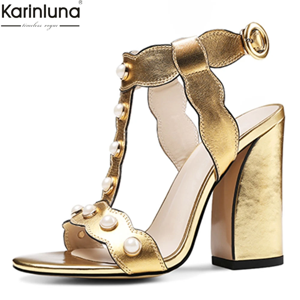 

luxury brand Fashion Women Shoes Genuine Leather Big Size 34-43 High Heels Summer Party Sandals T-strap