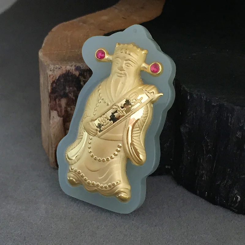 

yu xin yuan Gold inking the god of wealth Yutian jade pendant jade pendant