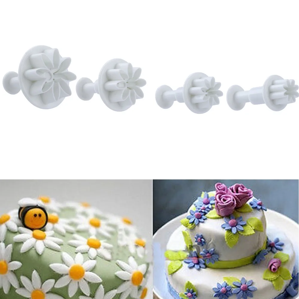 

Cake Mould 4Pcs Flower Plunger Cookie Cutter Biscuit Cake Decoratingcortadores de fondant para decora o do bolo candy bar table