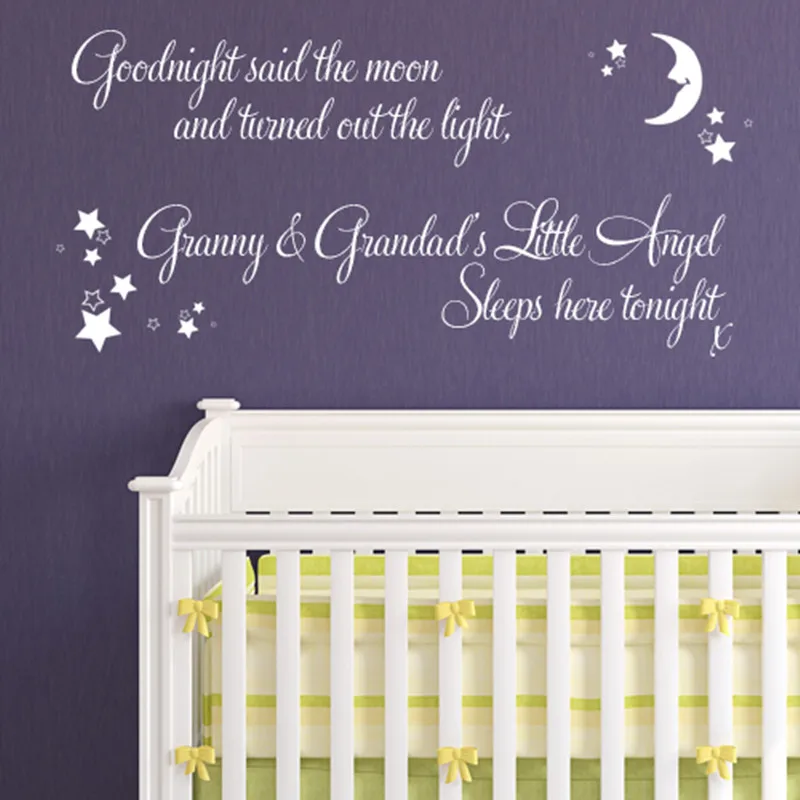 Vinilos Paredes Baby Sleep Decals Goodnight Said The Moon And Turned Out Of Light Granny Granddad's Little Prince Here Tonight | Дом и сад