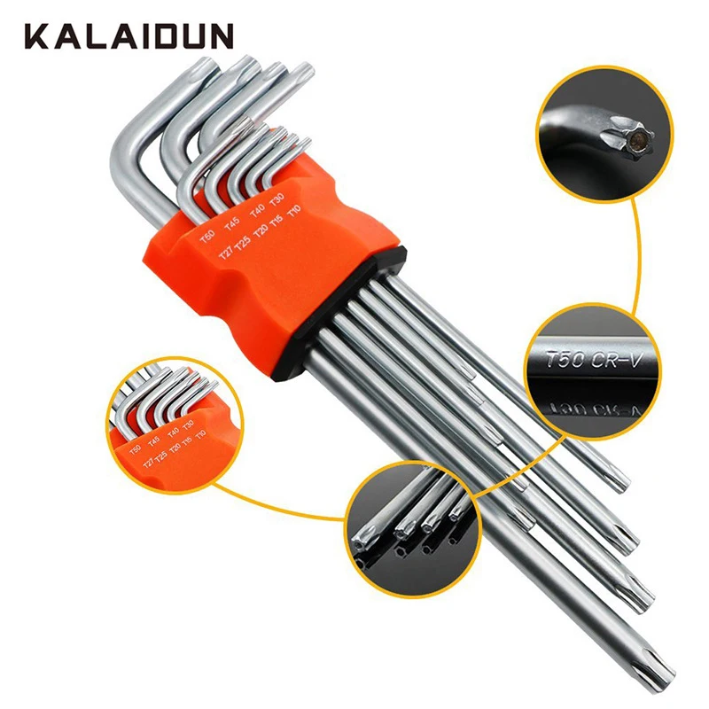 

KALAIDUN 9pcs/set Wrench Set Universal Hex Key 1.5mm-10mm Cycling Repair Tool Kit Long Arm/Short Arm Torx Key Set Hand Tools