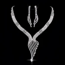 Ожерелье с кристаллами+ серьги Люкс роскошные стразы свадебный ювелирный набор Ms. простые роскошные аксессуары для одежды