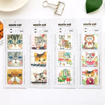

24 set/Lot Kawaii cat familly magnetic book mark Cute kitties bookmark Stationery Office School supplies marcador de livro 6115