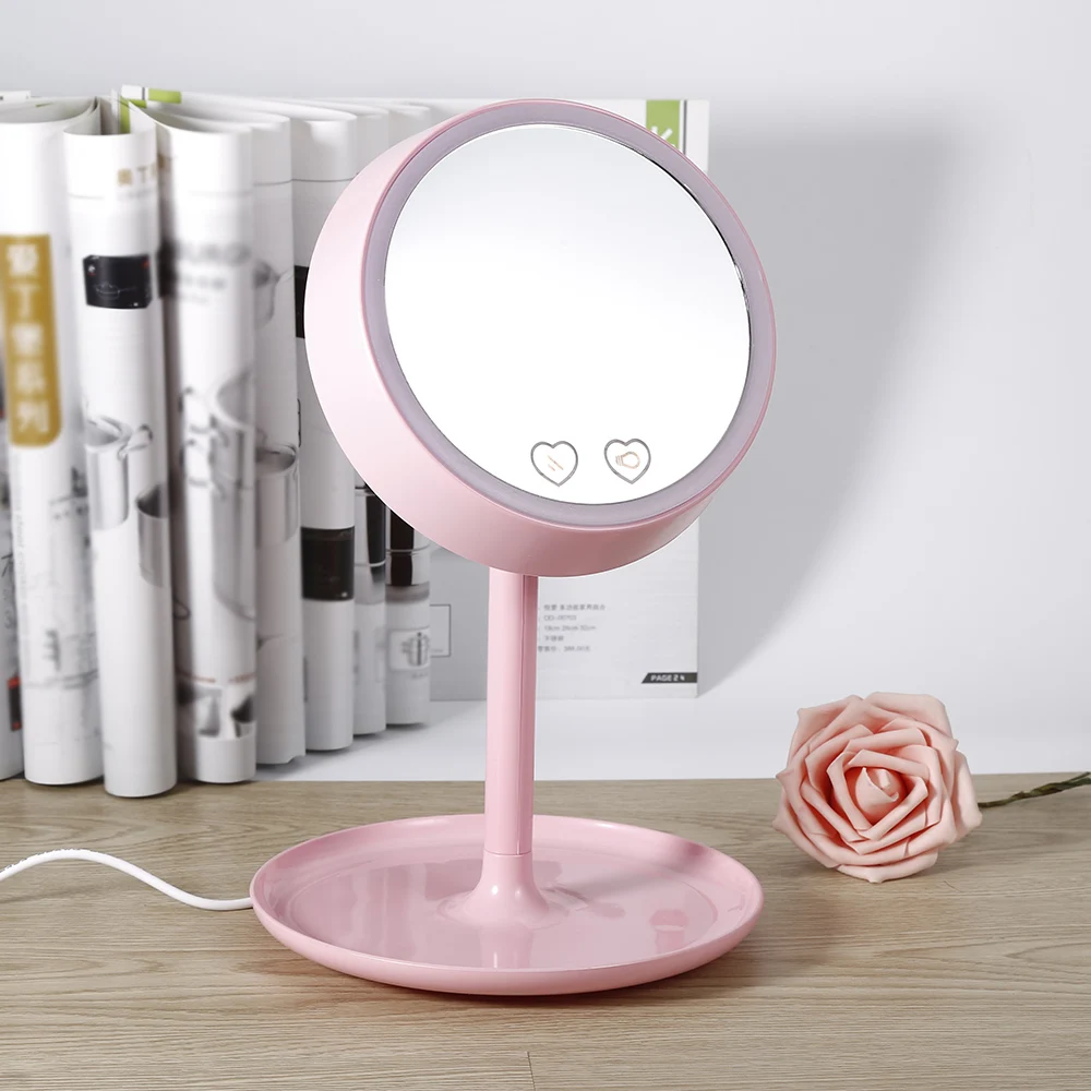

High Quality USB Charged 2 in 1 LED Light Makeup Mirror Table Lamp Vanity Mirror Intelligent Mirror Desk Stand Makeup Mirror
