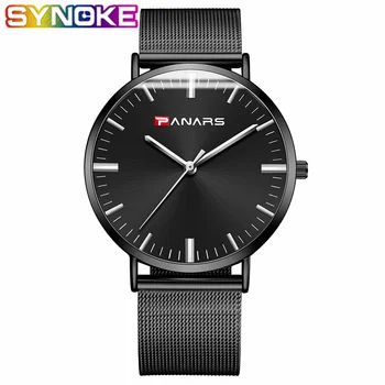 

SYNOKE New Arrival Men Quartz Watches Fashion Stainless Steel Mesh Strap Ultra Thin Wrist Watch Male Clock Relogio Masculino