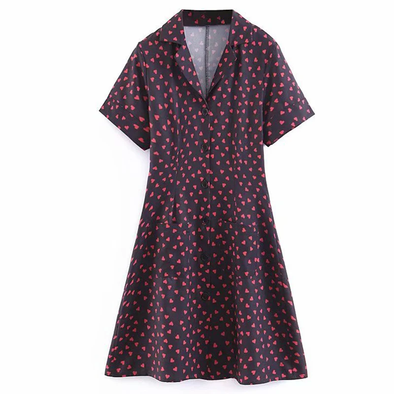 Women's Clothing Dress 2019 Print Front Buttoned Lapel Short Sleeve Dress Ms Summer Street Sexy Slim Fit Temperament Clothing