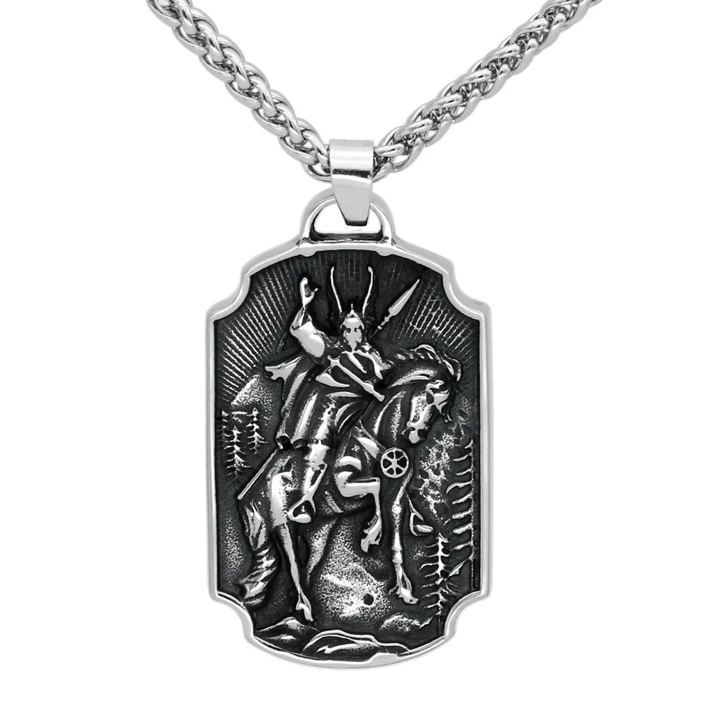 

Men nordic viking odin Yggdrasil stainless steel necklace double side with viking gift bag