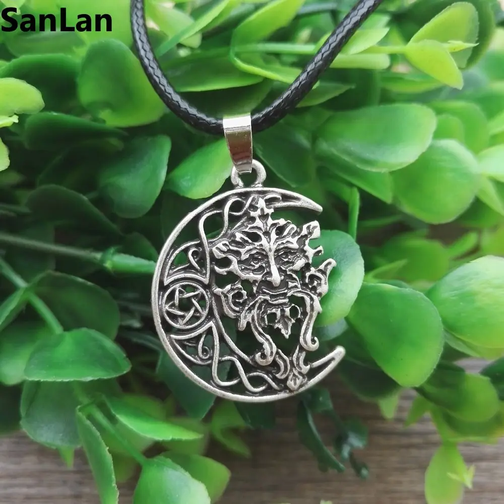 

1pcs dropshipping celtic Green Man necklace Celtic Wicca Pagan God Tree Spirit jewelry SanLan