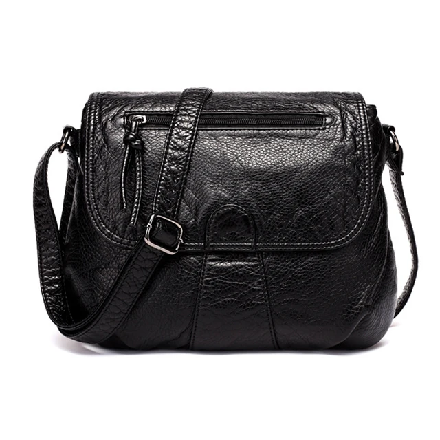 Brand High Quality Black Small Women Messenger Bags Very Soft Washed Brand High Quality Black Small Women Messenger Bags Very Soft Washed Pu Leather Bag Fashion Female