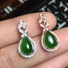 natural green jasper drop earrings 925 silver Natural gemstone drop earring women elegant Classic drop Earrings for anniversary