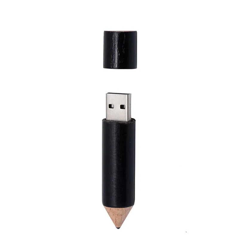 POWERONE деревянный карандаш USB флеш-накопитель 4 ГБ 8 ГБ 16 ГБ 32 ГБ посуда карта памяти фотография свадебный подарок USB 2,0 - Цвет: Black