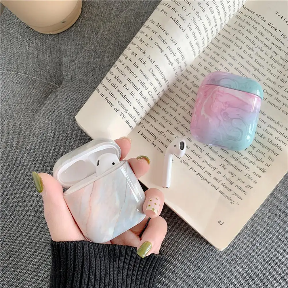 Простая Беспроводная bluetooth-гарнитура чехол для наушников Apple Airpods 2 1 роскошные мраморные жесткие наушники защитные аксессуары для корпуса